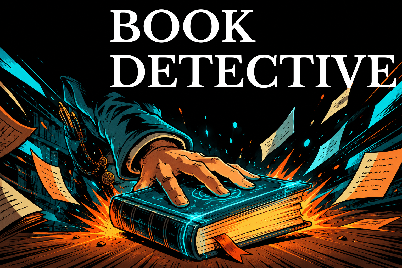 Key visual for BOOK DETECTIVE, which uses books and materials as clues to solve mysteries